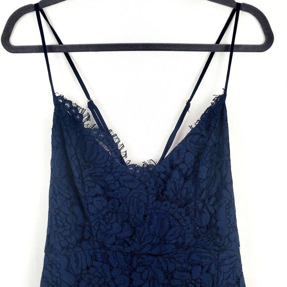 Lulus Flirting with Desire Bodycon Navy Blue Lace Fringe Dress NWT Size XL - Picture 7 of 13
